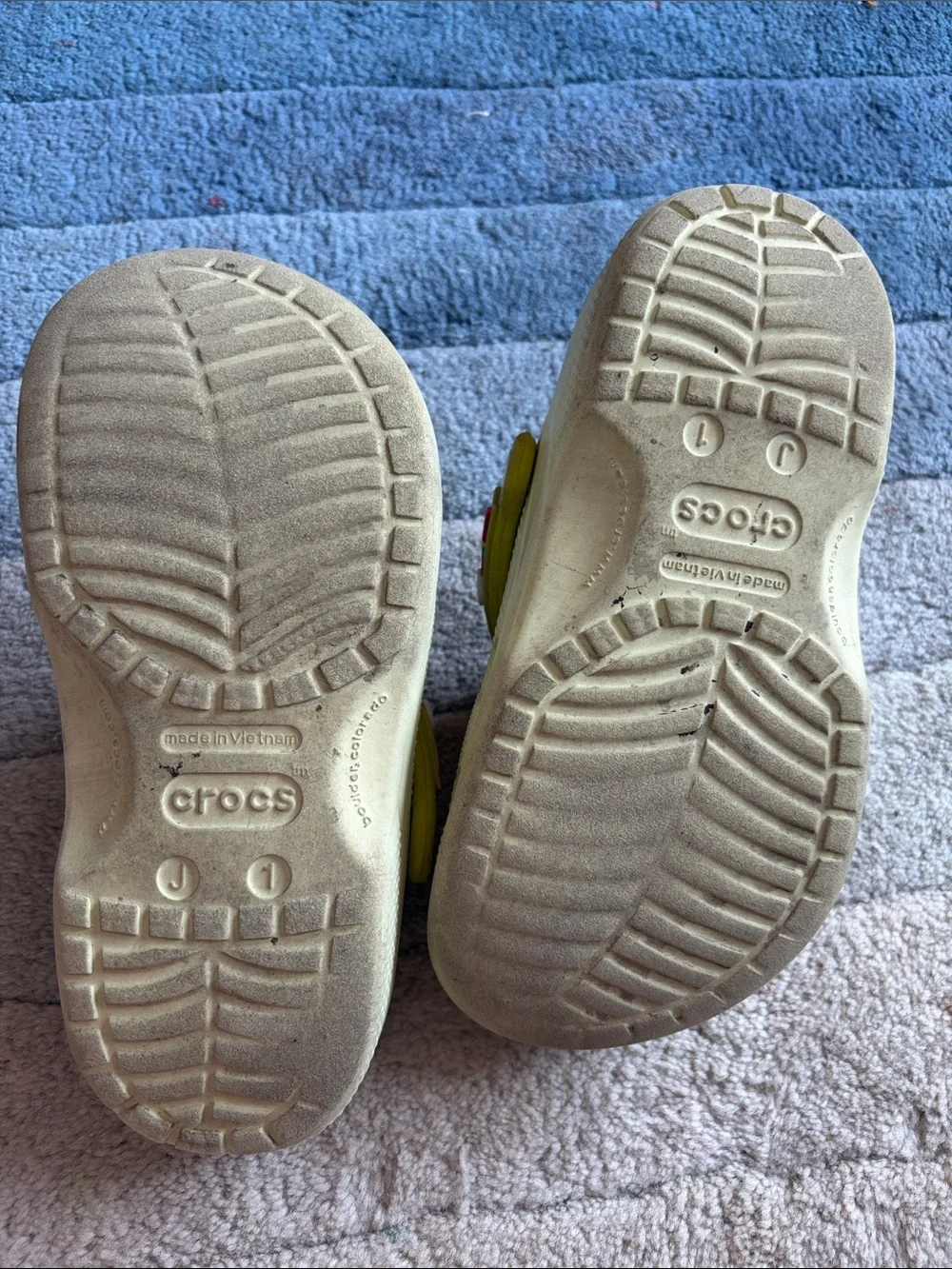 CROCS Kids Pale Yellow Clogs with Fun Charm Accents